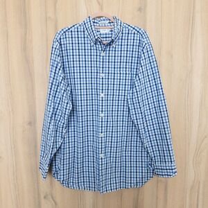 J.Crew Mens Button Down Plaid Shirt Size M Blue‎ Classic Fit Preppy Office